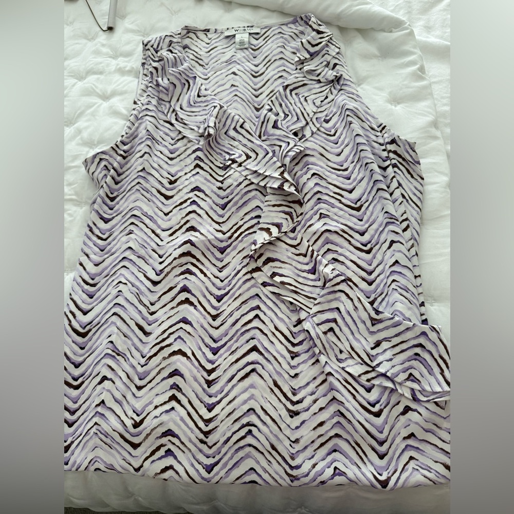 White House Black Market Purple and Brown Patterned Blouse